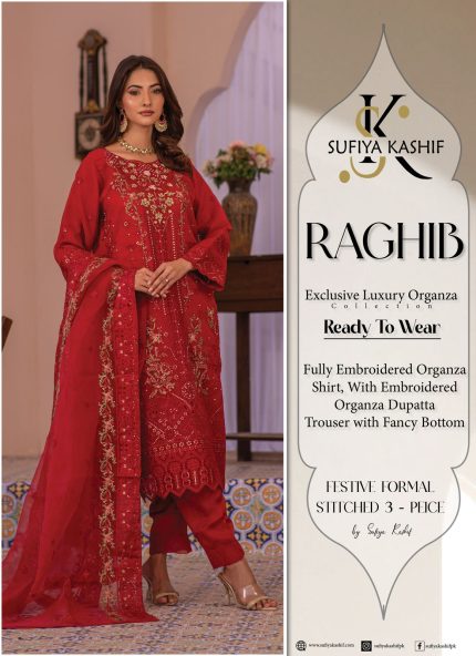 Raghib Exclusive Luxury Organza 3 Piece Suit