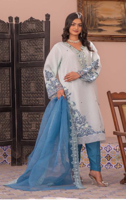 Raghib Exclusive Luxury Organza 3 Piece Suit