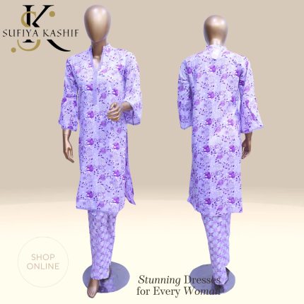 Sufiya Kashif Women’s Lilac Embroidered Kurti Set Traditional Ethnic Wear
