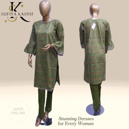 Sufiya Kashif Women’s Green Floral Kurti Set Casual Ethnic Wear