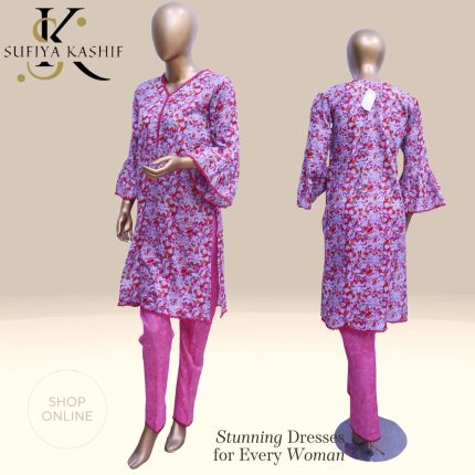 Sufiya Kashif Women’s Ethnic Wear Floral Print Kurti Set with Trousers